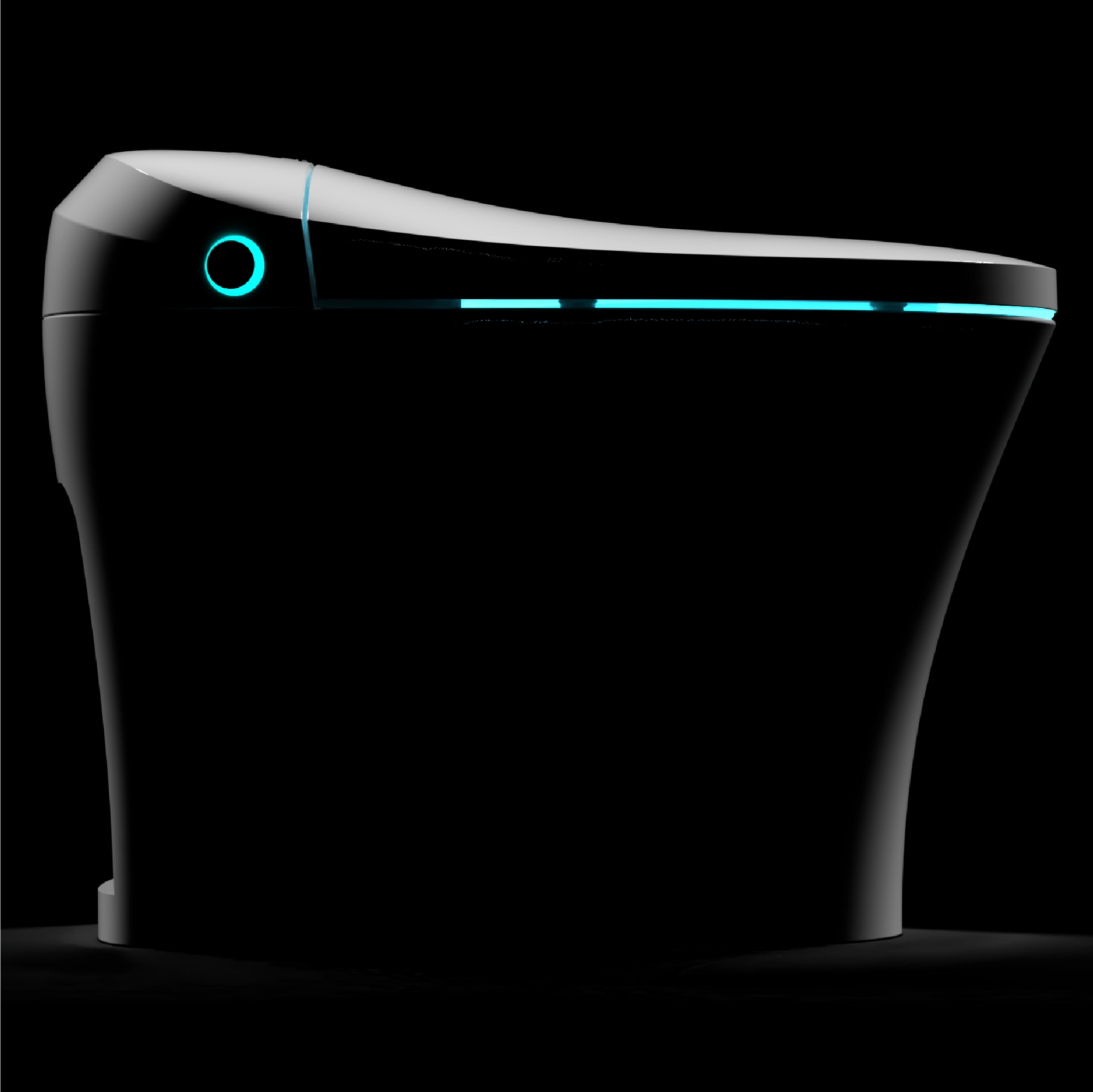 Swan S Pro smart toilet in dark mode with subtle LED lighting.
