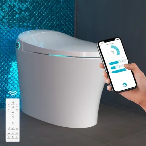 Swan S Pro smart toilet with app control displayed in a modern bathroom setting.