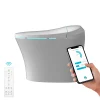 Side view of the Swan S Pro smart toilet with mobile app and remote control, highlighting its sleek design and app interface.