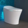 Swan S Pro smart toilet in a modern bathroom with blue hexagonal tiles and soft LED lighting