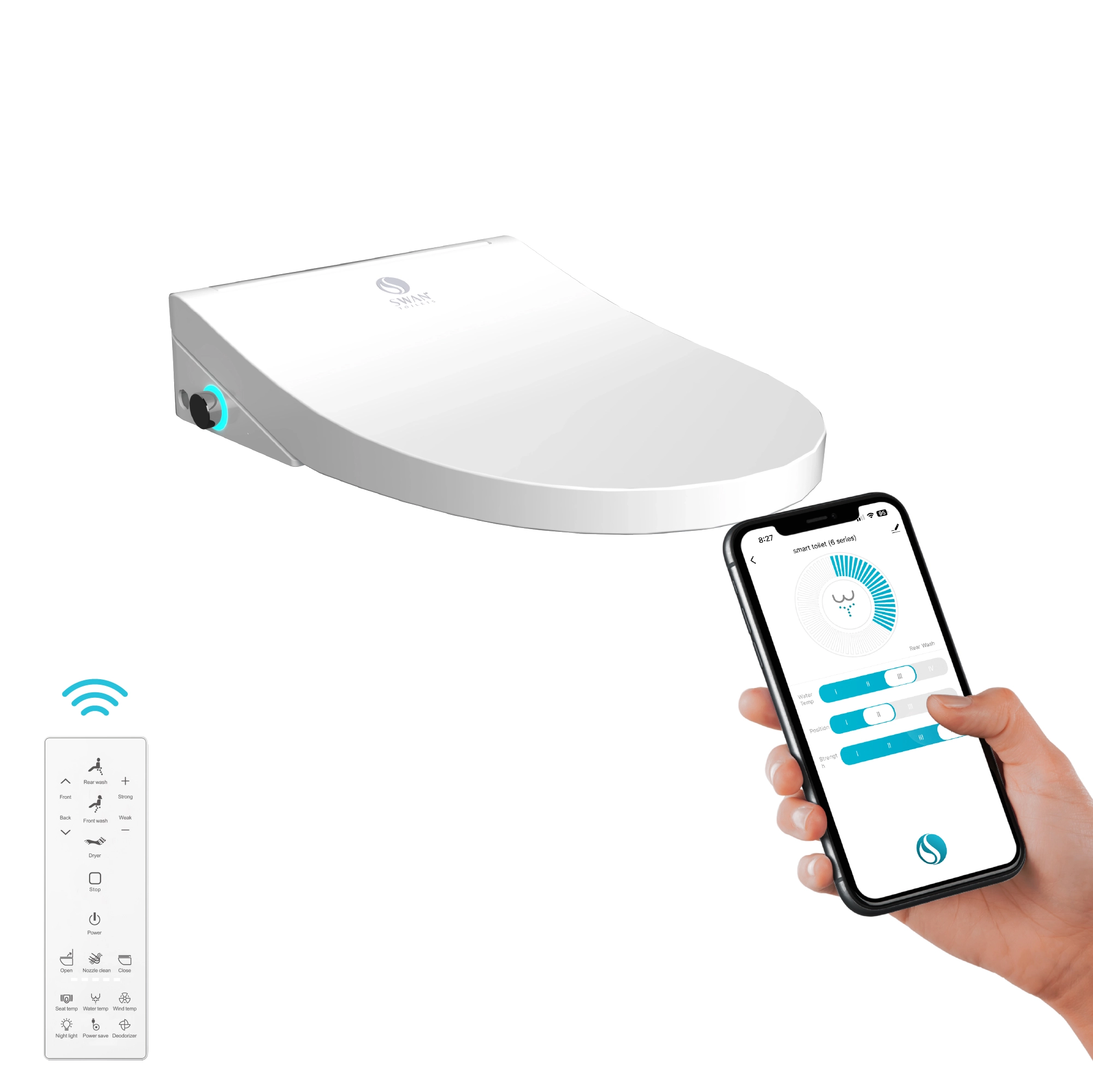 Top view of Swan Attachment Seat showing sleek, modern finish.