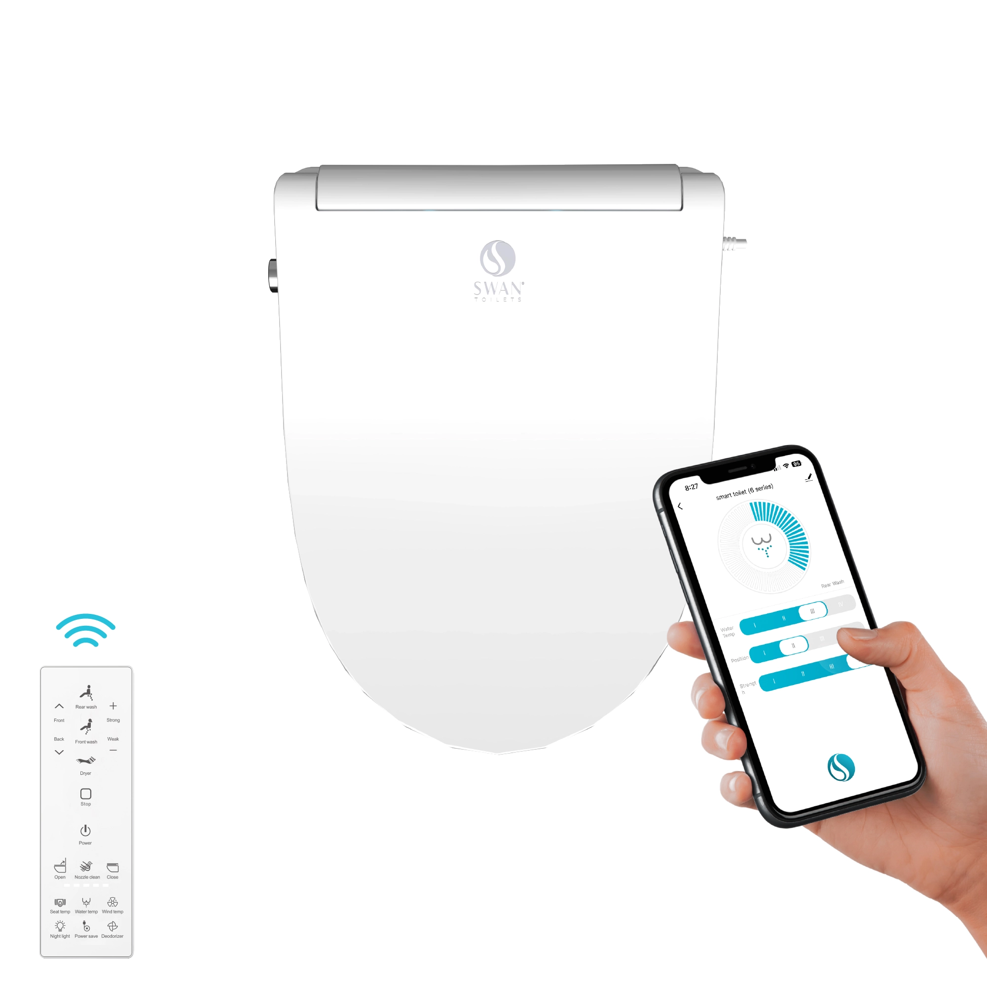 Swan Attachment Seat viewed from the side, showing compact and ergonomic design.