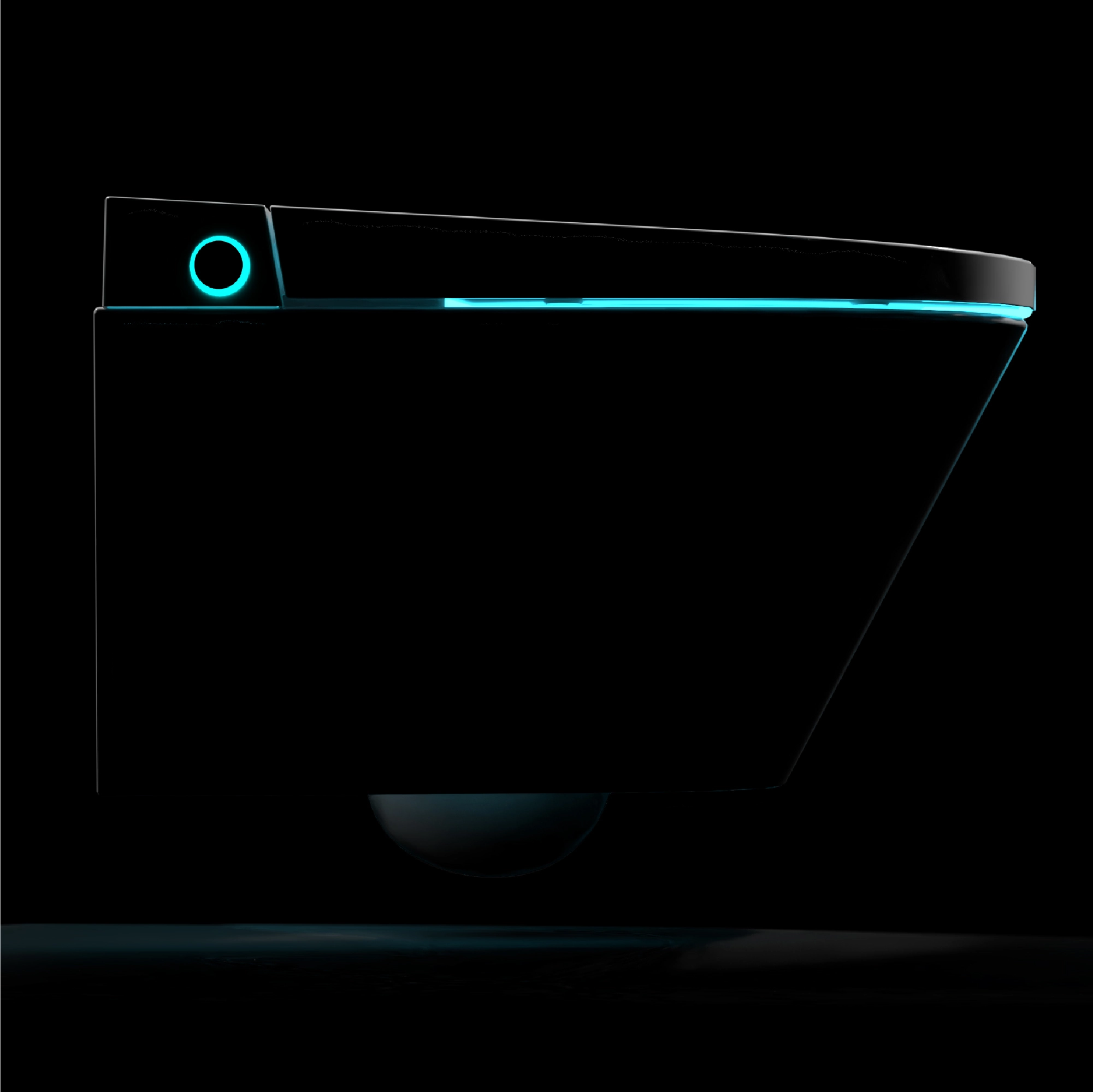 Swan Wall-Mount toilet with ambient lighting accent against a dark background.