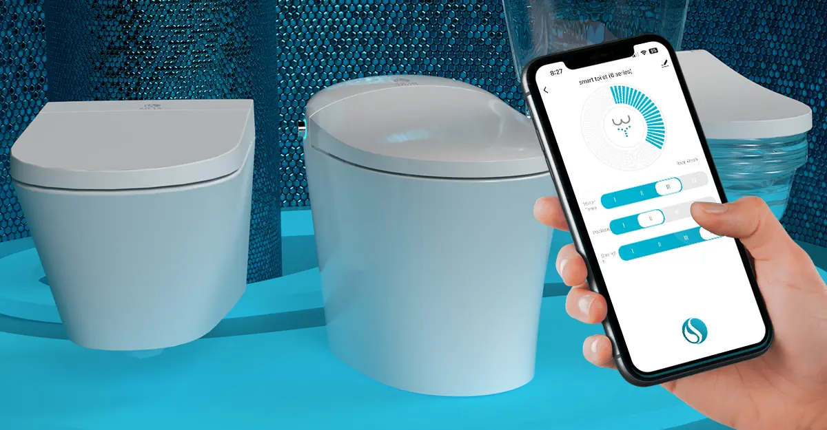 Swan Smart Bidet and Toilet Seat with app-controlled features and sleek design displayed in a modern bathroom setting.